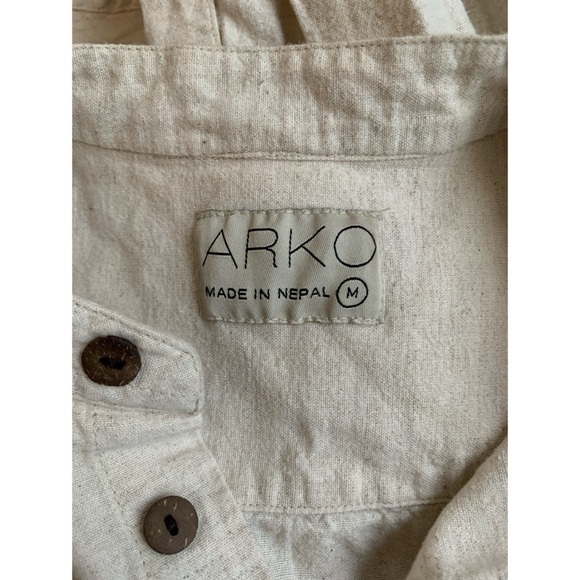 Arko Linen Button Down Shirt Men’s Size Medium - Picture 3 of 4